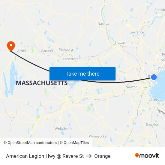 American Legion Hwy @ Revere St to Orange map