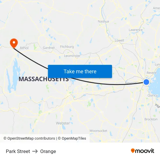 Park Street to Orange map