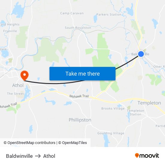 Baldwinville to Athol map