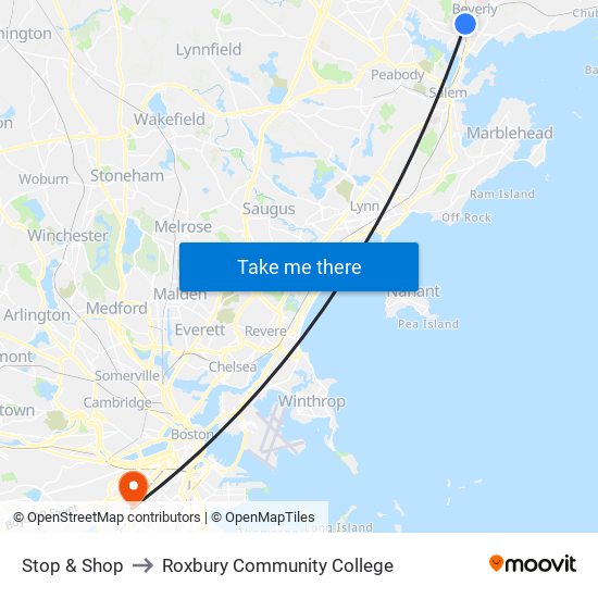 Stop & Shop to Roxbury Community College map