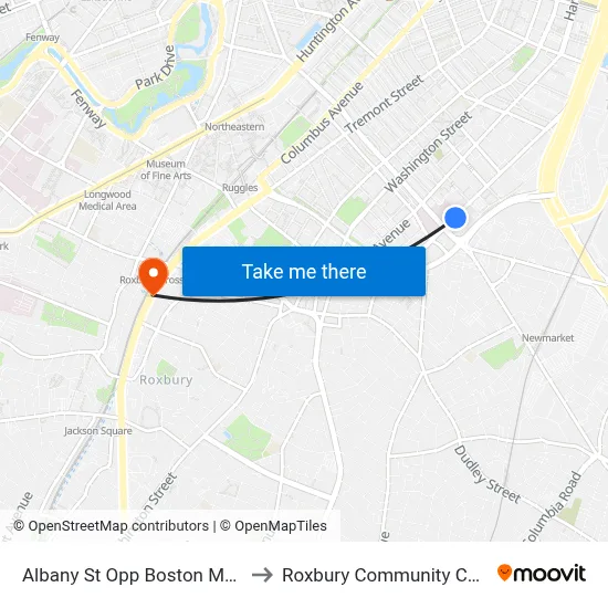Albany St Opp Boston Medical to Roxbury Community College map