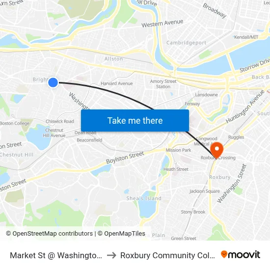 Market St @ Washington St to Roxbury Community College map