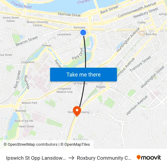 Ipswich St Opp Lansdowne St to Roxbury Community College map