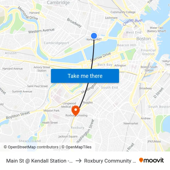 Main St @ Kendall Station - Red Line to Roxbury Community College map