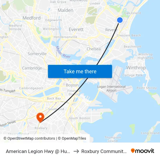 American Legion Hwy @ Hutchinson St to Roxbury Community College map