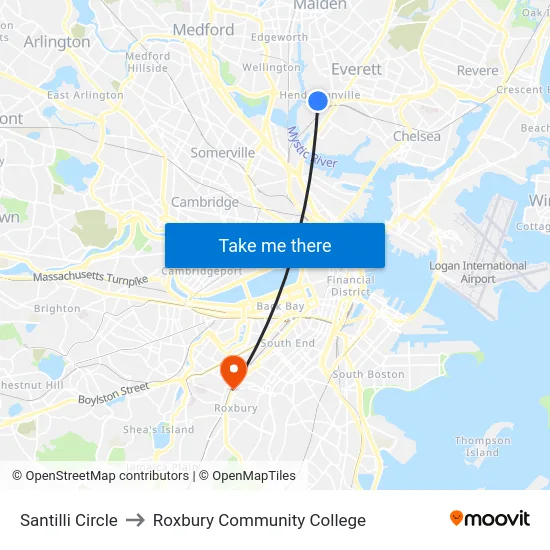 Santilli Circle to Roxbury Community College map