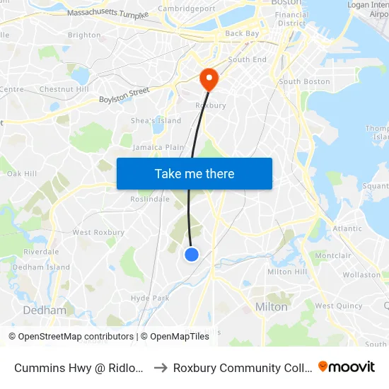 Cummins Hwy @ Ridlon Rd to Roxbury Community College map