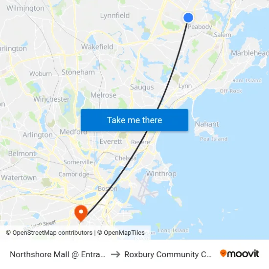 Northshore Mall @ Entrance F to Roxbury Community College map