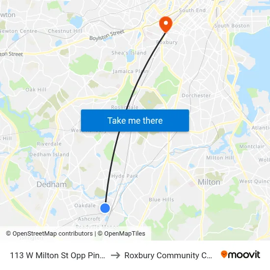 113 W Milton St Opp Pine Ave to Roxbury Community College map