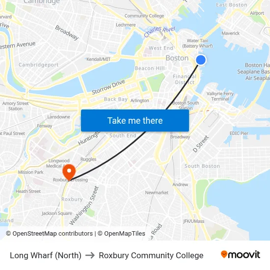 Long Wharf (North) - Gate 5a to Roxbury Community College map
