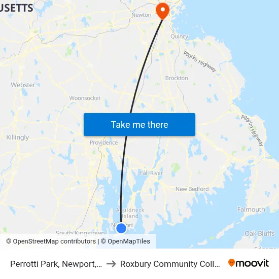 Perrotti Park, Newport, Ri to Roxbury Community College map