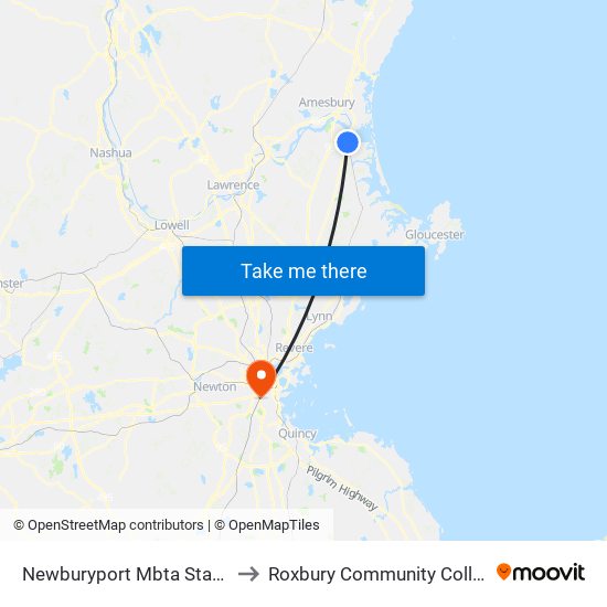 Newburyport Mbta Station to Roxbury Community College map
