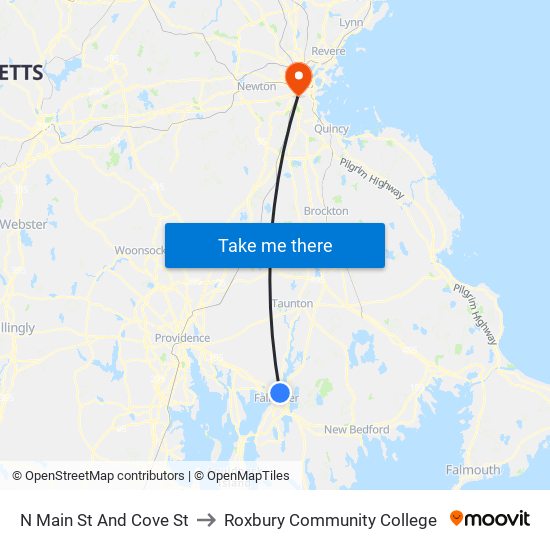 N Main St And Cove St to Roxbury Community College map