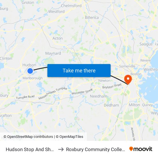 Hudson Stop And Shop to Roxbury Community College map