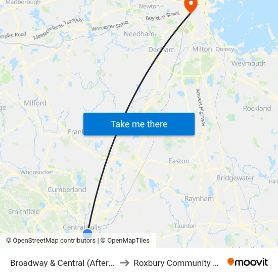 Broadway & Central (After Laurel) to Roxbury Community College map