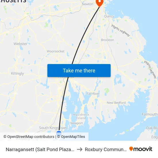 Narragansett (Salt Pond Plaza) at Stop & Shop to Roxbury Community College map