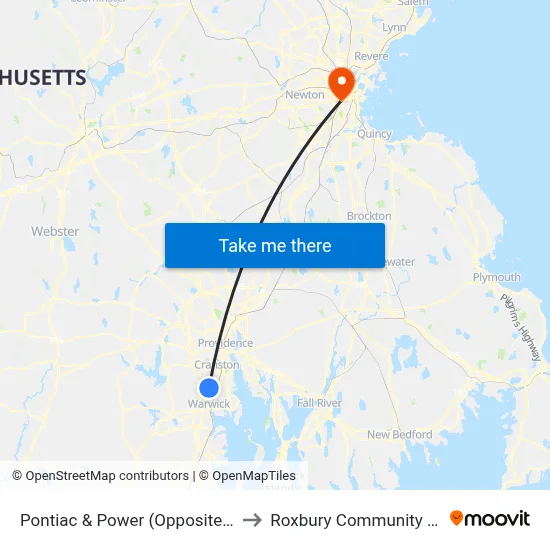 Pontiac & Power (Opposite Kenney) to Roxbury Community College map