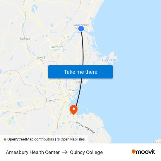 Amesbury Health Center to Quincy College map