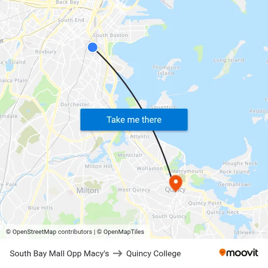 South Bay Mall Opp Macy's to Quincy College map