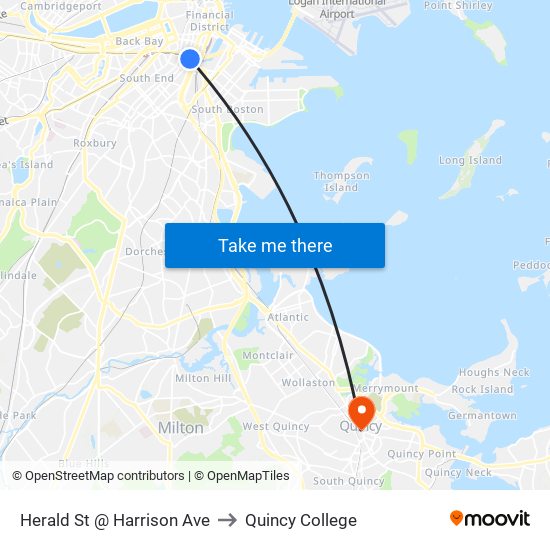 Herald St @ Harrison Ave to Quincy College map