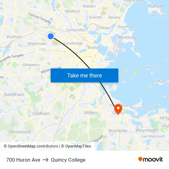 700 Huron Ave to Quincy College map