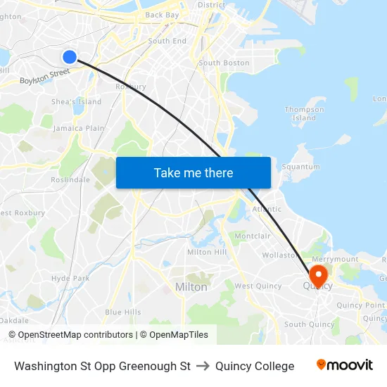 Washington St Opp Greenough St to Quincy College map