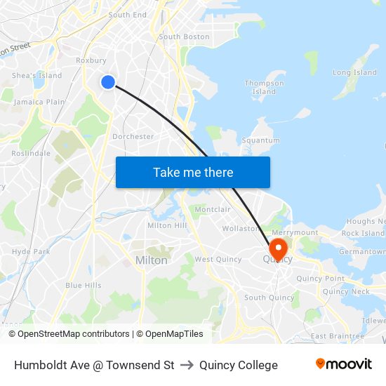 Humboldt Ave @ Townsend St to Quincy College map