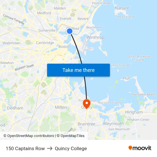 150 Captains Row to Quincy College map