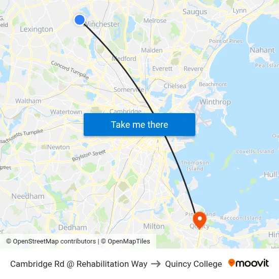 Cambridge Rd @ Rehabilitation Way to Quincy College map