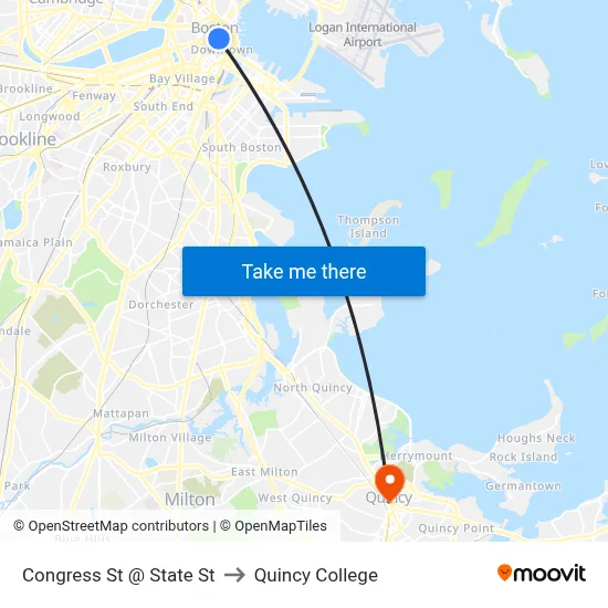Congress St @ State St to Quincy College map