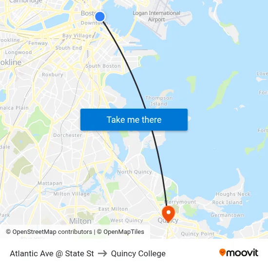 Atlantic Ave @ State St to Quincy College map