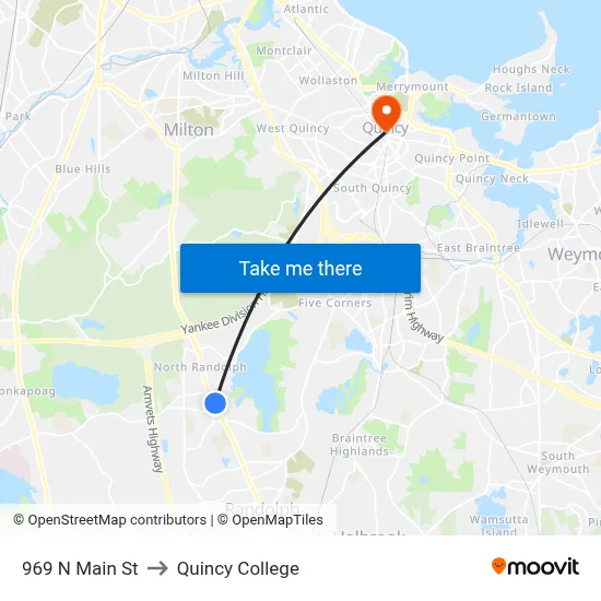 969 N Main St to Quincy College map