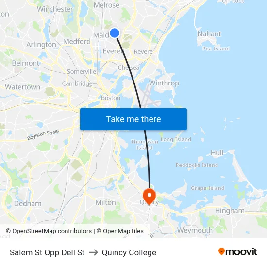 Salem St Opp Dell St to Quincy College map
