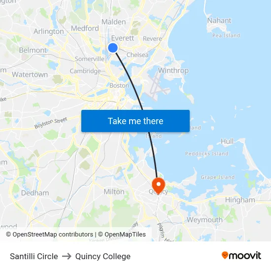 Santilli Circle to Quincy College map