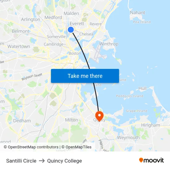 Santilli Circle to Quincy College map