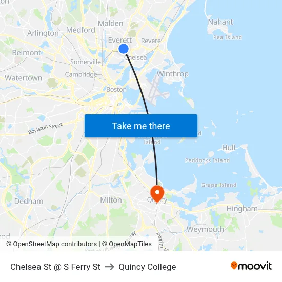 Chelsea St @ S Ferry St to Quincy College map