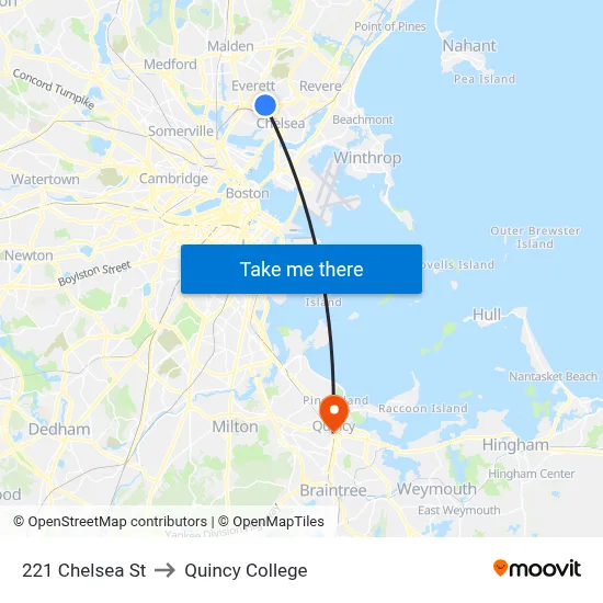 221 Chelsea St to Quincy College map