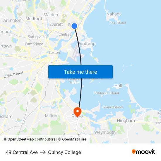 49 Central Ave to Quincy College map