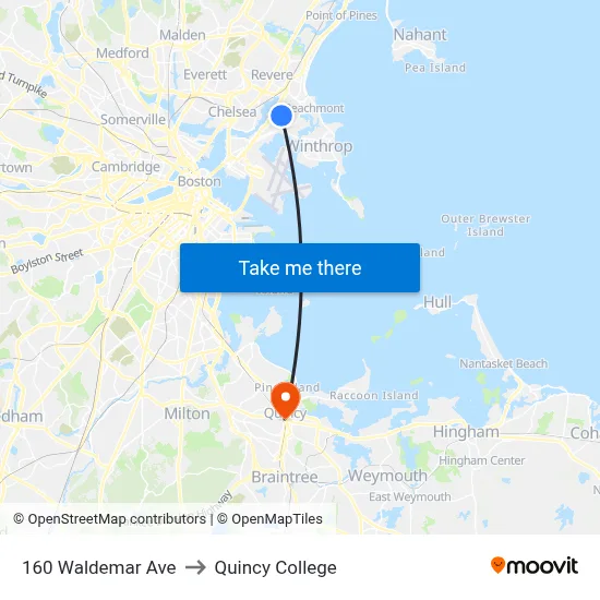 160 Waldemar Ave to Quincy College map
