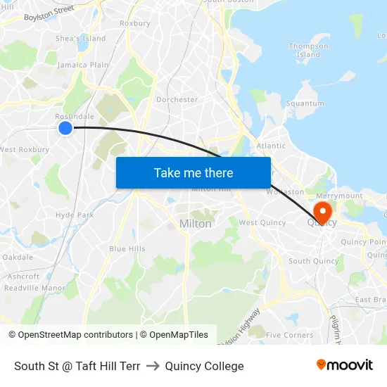 South St @ Taft Hill Terr to Quincy College map