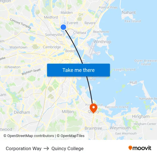Corporation Way to Quincy College map