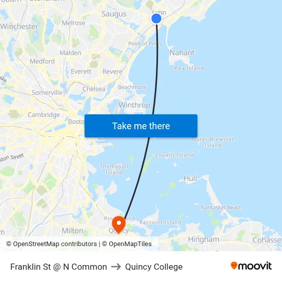 Franklin St @ N Common to Quincy College map