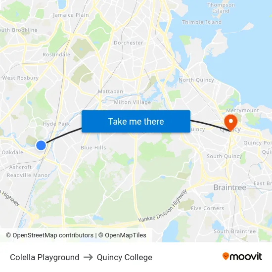 Colella Playground to Quincy College map