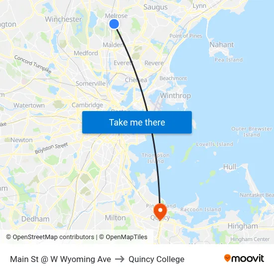 Main St @ W Wyoming Ave to Quincy College map