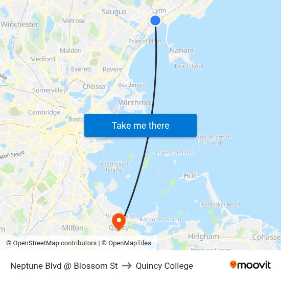 Neptune Blvd @ Blossom St to Quincy College map
