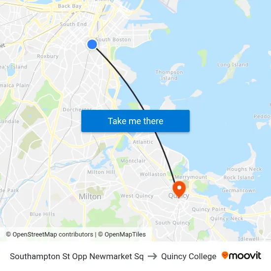 Southampton St Opp Newmarket Sq to Quincy College map