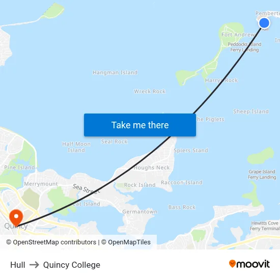 Hull to Quincy College map