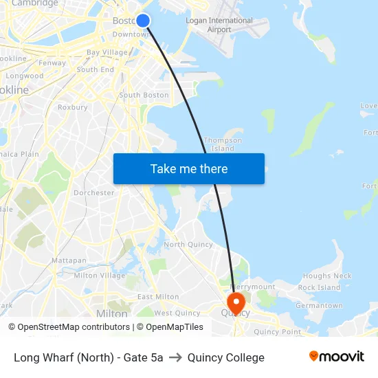 Long Wharf (North) - Gate 5a to Quincy College map