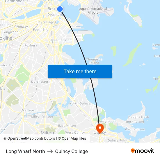 Long Wharf North to Quincy College map