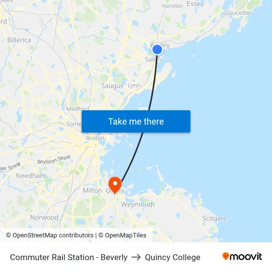 Commuter Rail Station - Beverly to Quincy College map